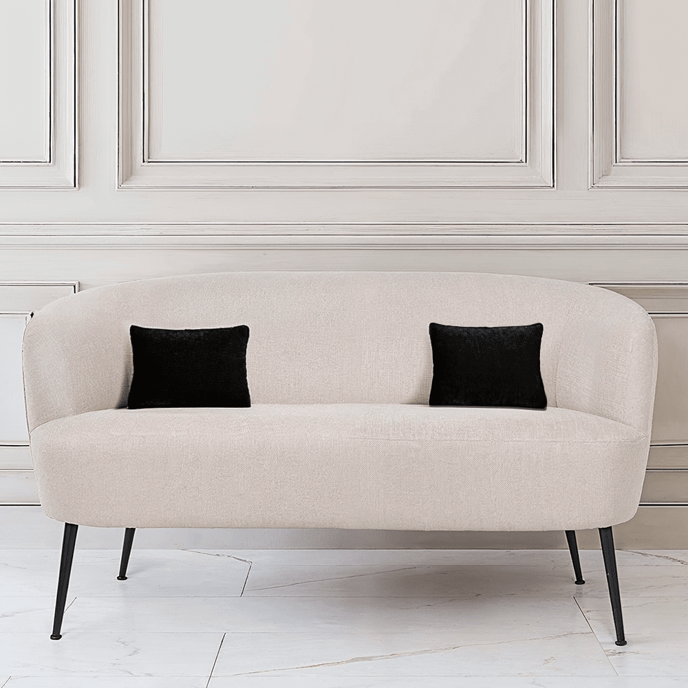 Lucca Cream Chenille Sofa With Black Metal Legs Sofa