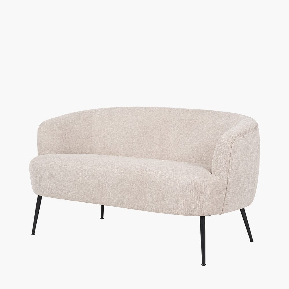 Lucca Cream Chenille Sofa With Black Metal Legs Sofa