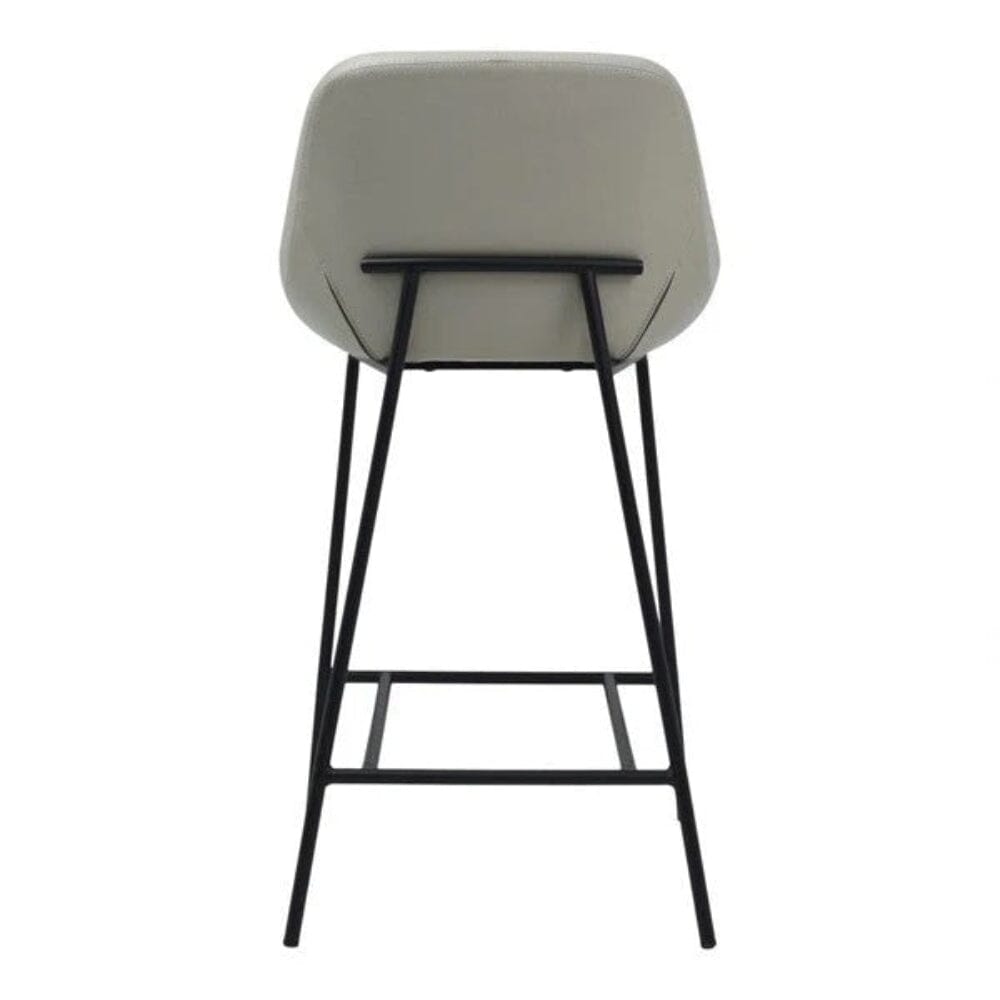 Lucia Grey Leather Bar Stool with Black Metal Legs Furniture