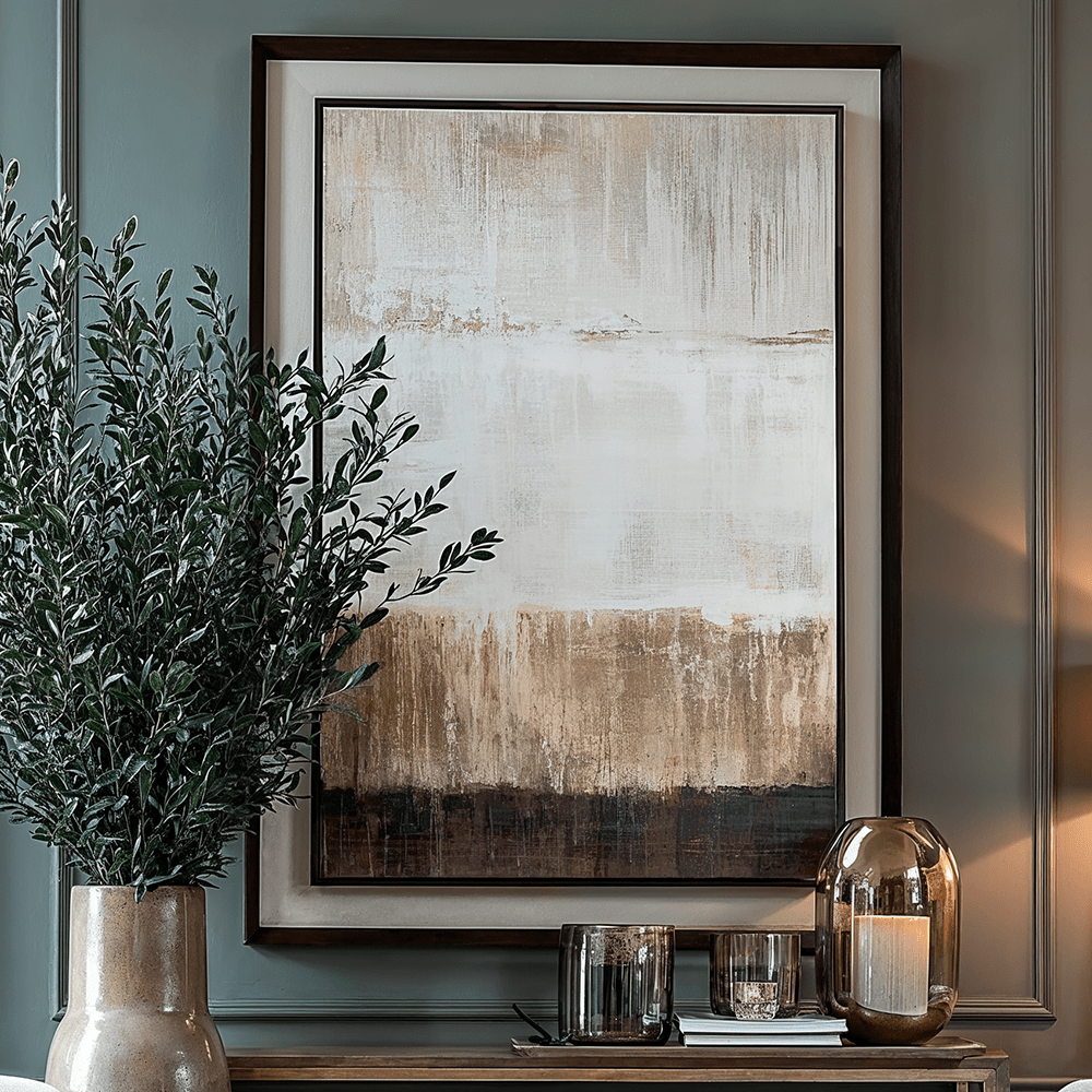 Lunebay Neutral Wall Art in Dark Wooden Frame Accessories