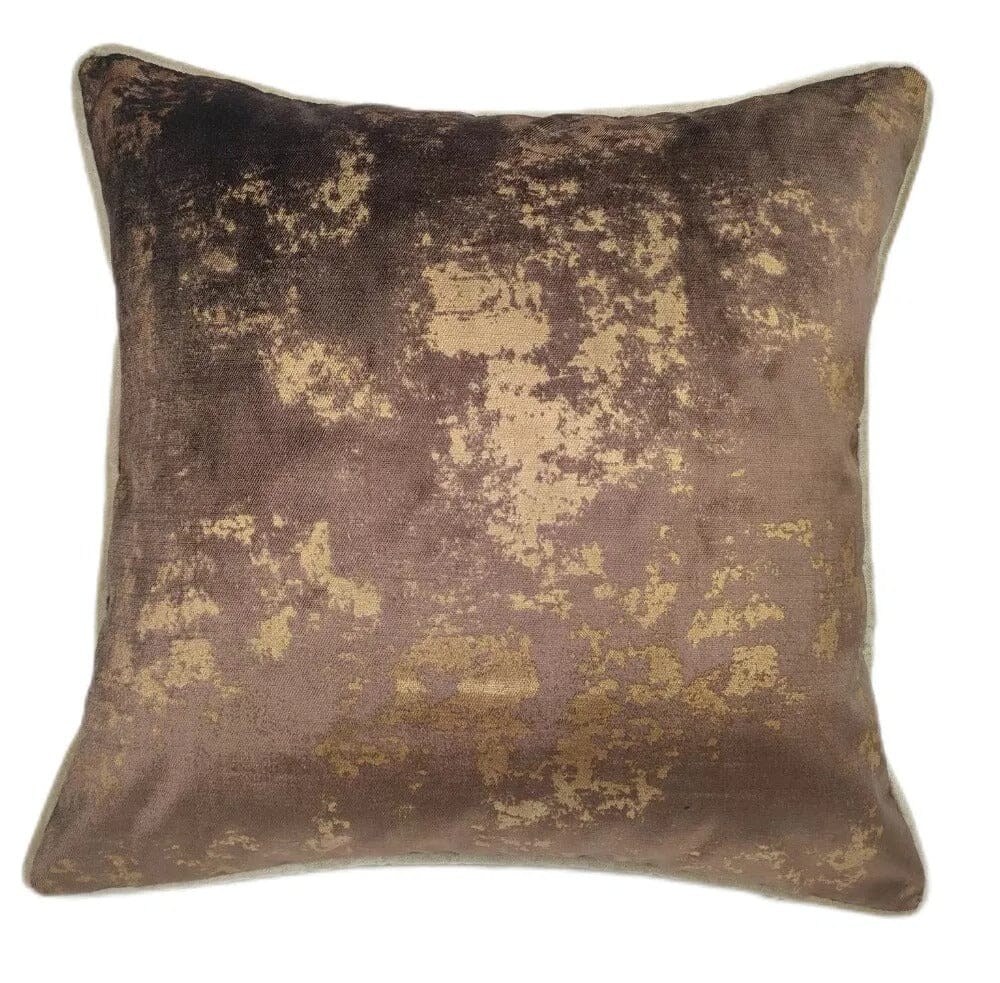Mabel Chocolate & Gold Abstract Cushion - 43x43cm Textiles