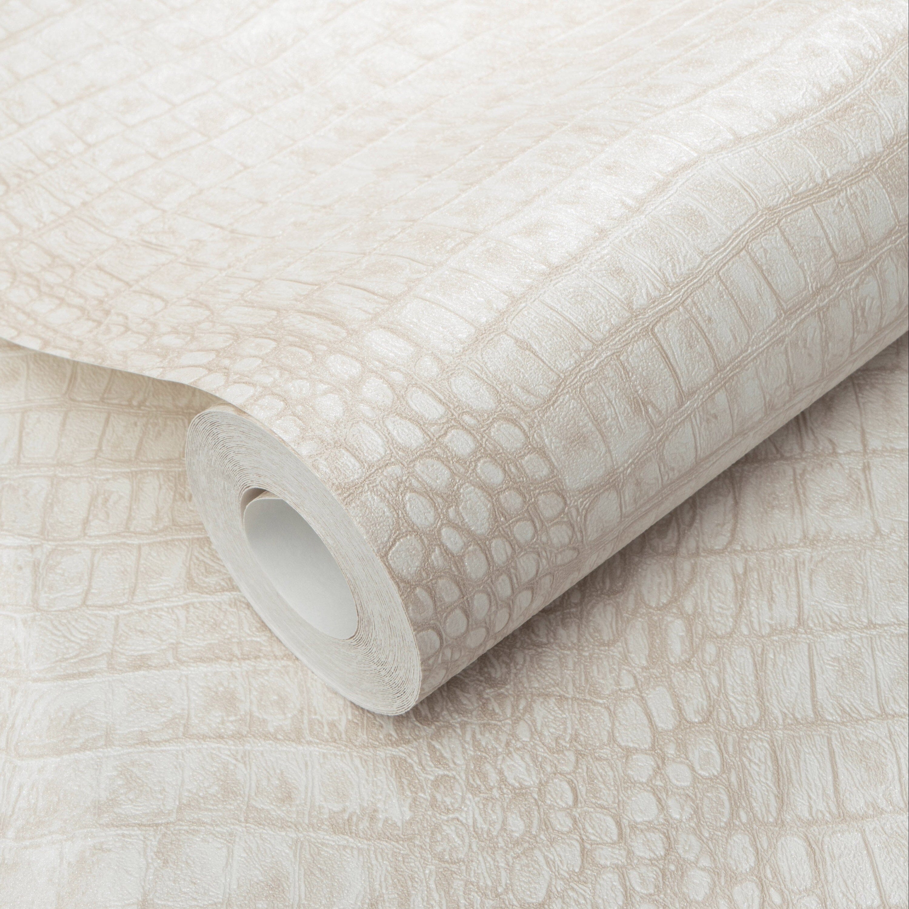 Mabel Cream Croc Print Textured Wallpaper Home Improvement
