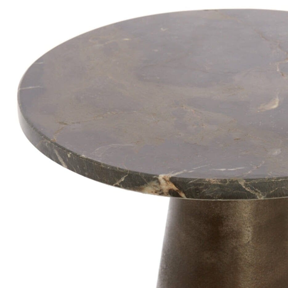 Macci Bronze & Dark Marble Round Side Table Furniture