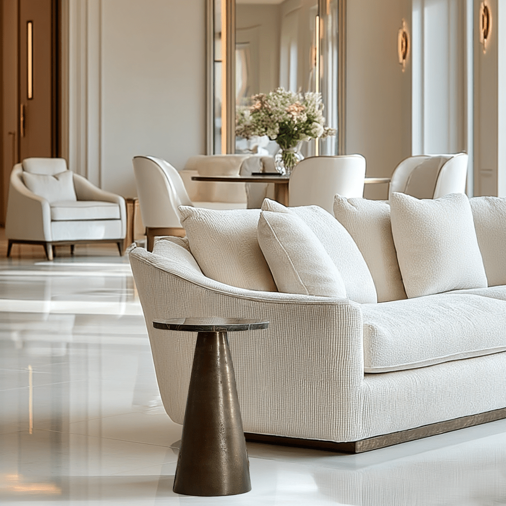 Macci Bronze & Dark Marble Round Side Table Furniture