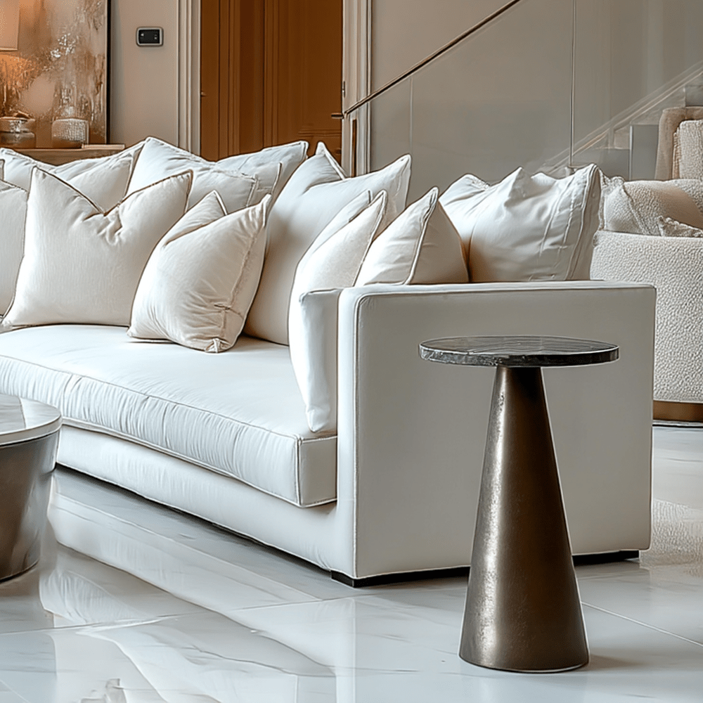 Macci Large Bronze & Dark Marble Round Side Table Furniture