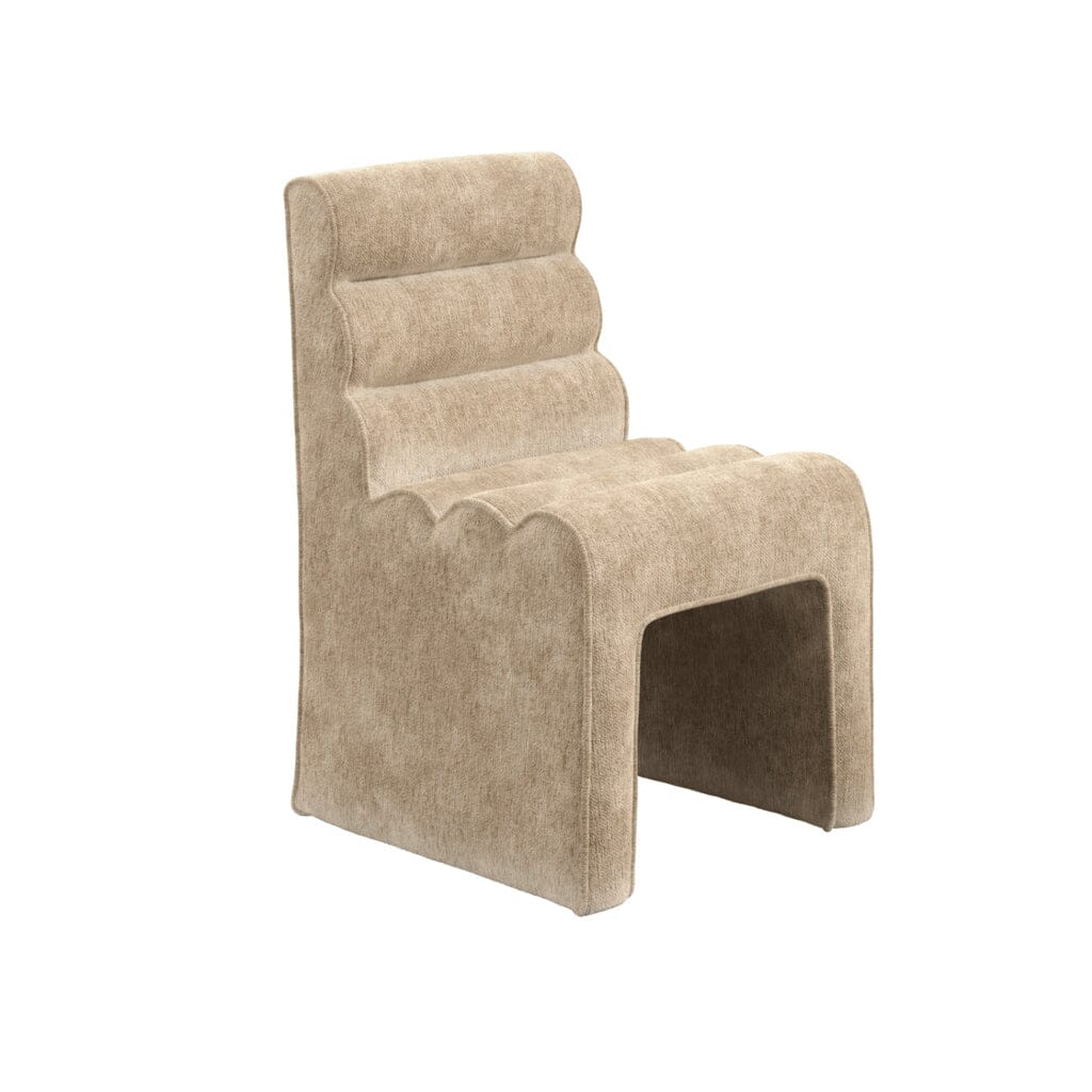 Maddy Beige Velvet Chenille Upholstered Dining Chair Furniture