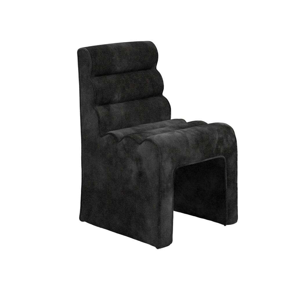 Maddy Black Velvet Chenille Upholstered Dining Chair Furniture