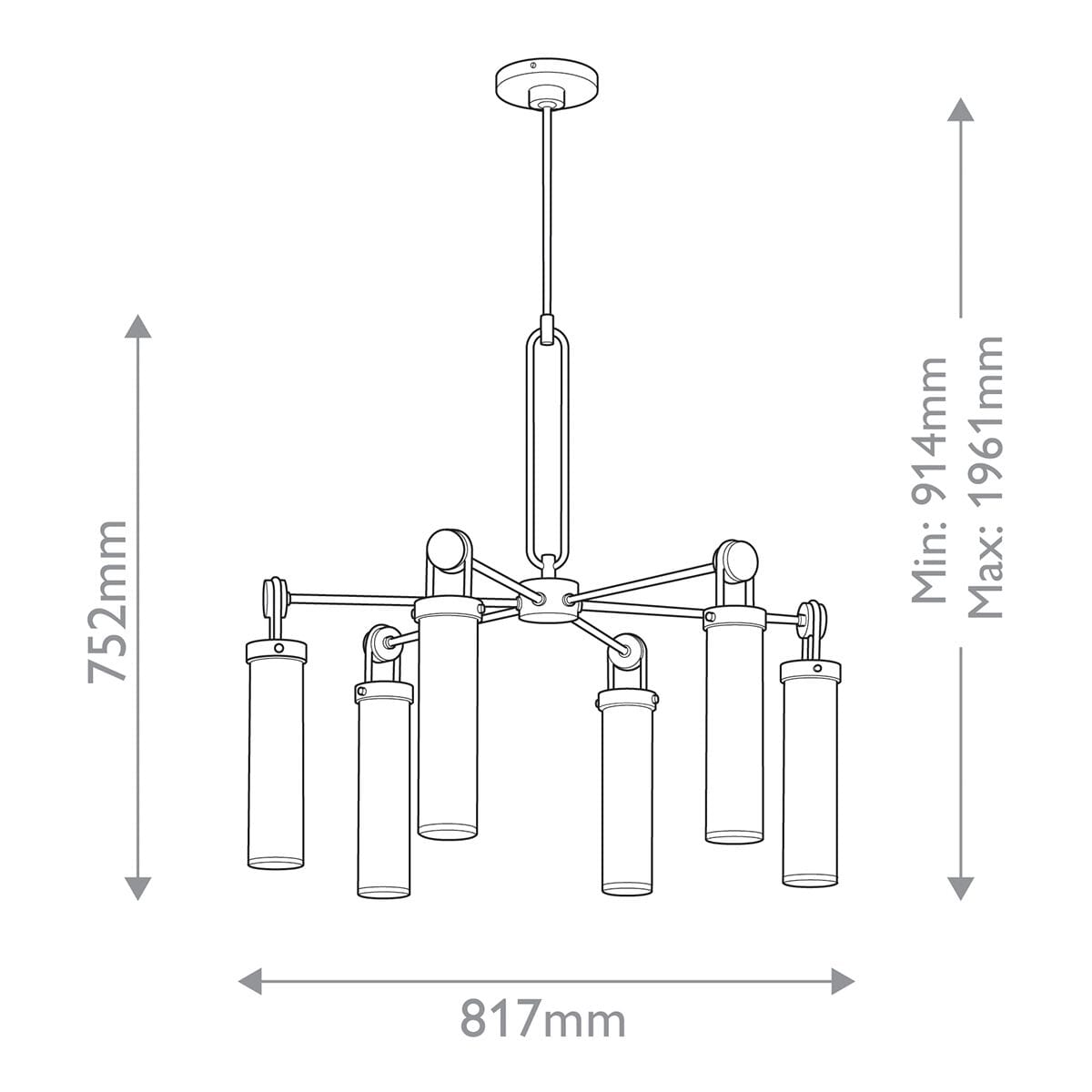 Maelis Gold 6 Light Cylinder Pendant Ceiling Light Lighting