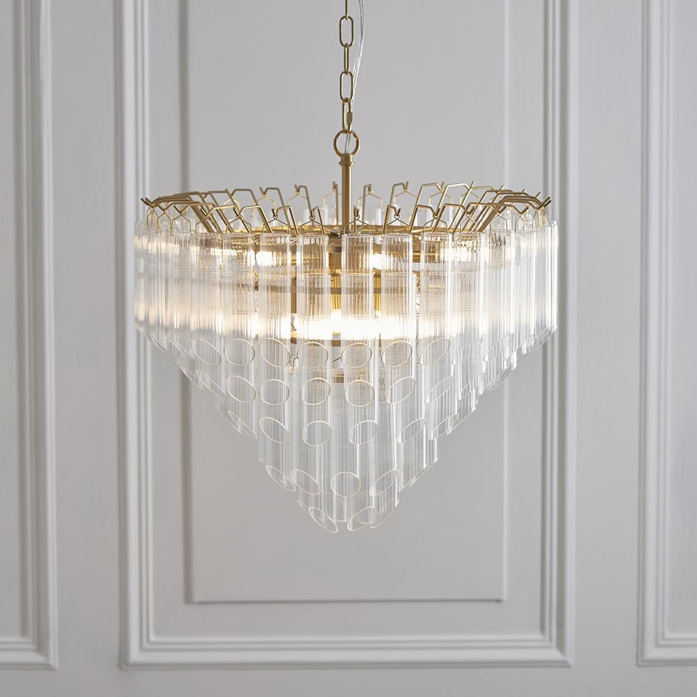 Maisie Luxury Gold & Glass 12 Light Pendant Ceiling Light Lighting