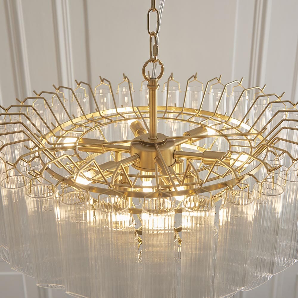 Maisie Luxury Gold & Glass 12 Light Pendant Ceiling Light Lighting