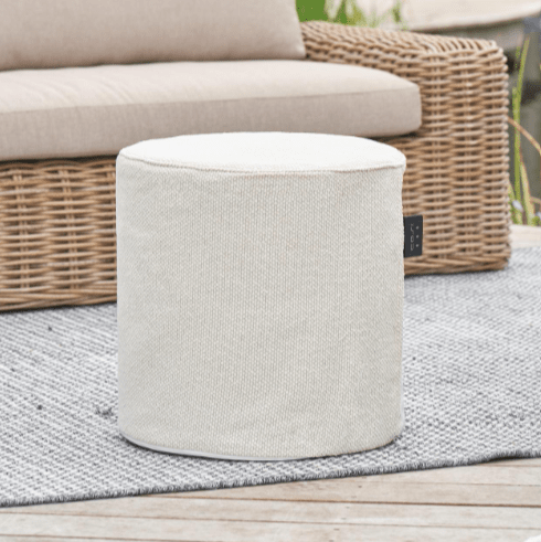 Maldives Outdoor Heated Cream Textured Medium Round Stool Outdoor