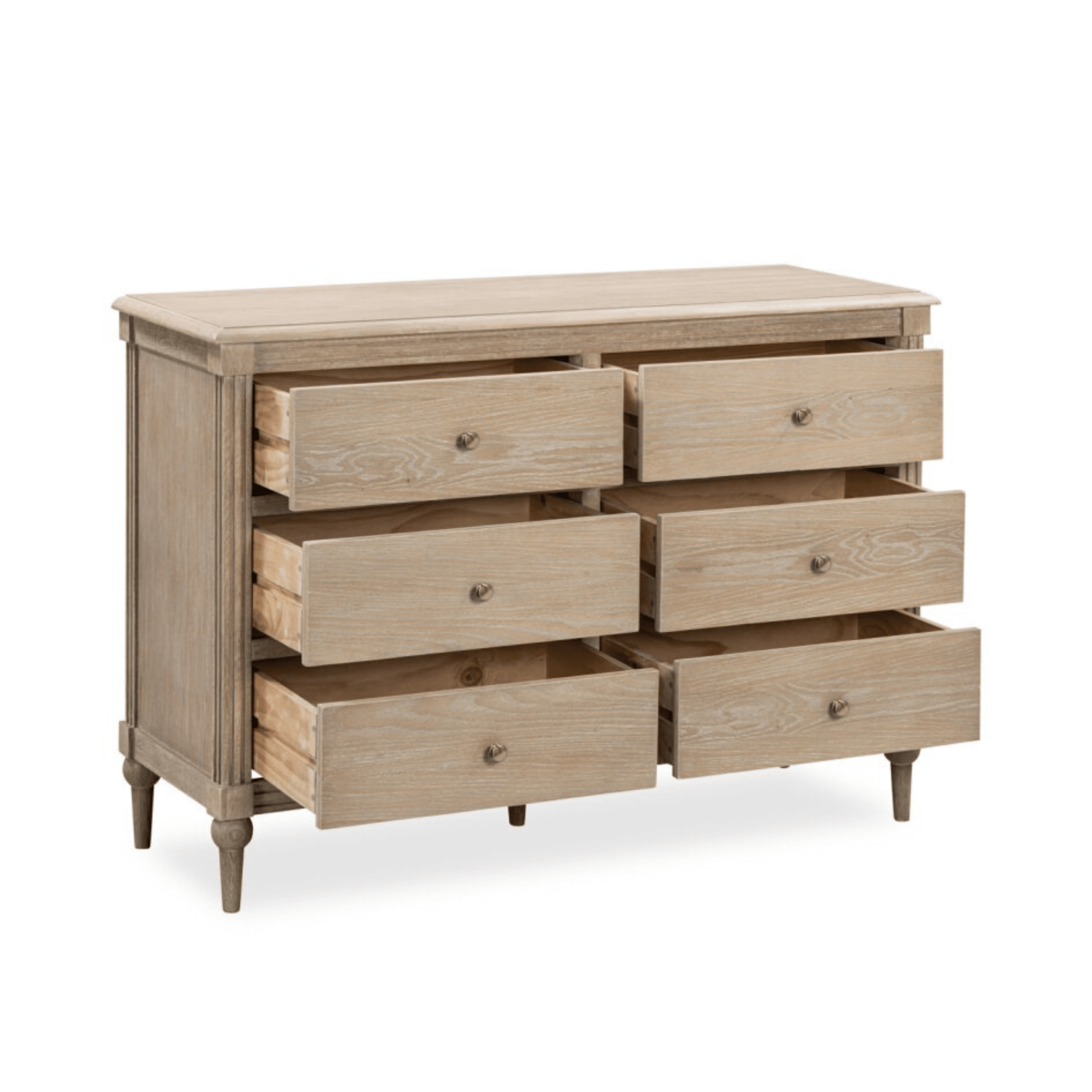 Malibu Washed Wood 6 Drawer Chest Furniture