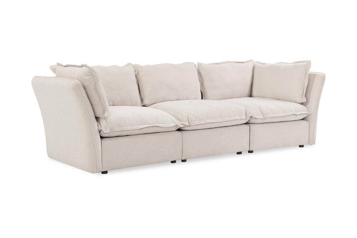 Mallow Coastal Weave Linen 3 Seater Sofa with Storage Footstool Sofa