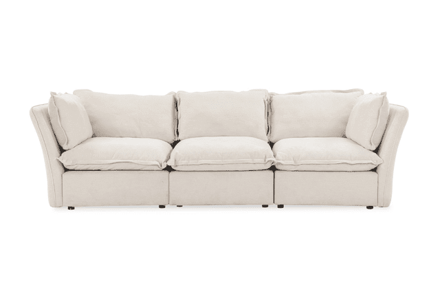 Mallow Coastal Weave Linen 3 Seater Sofa with Storage Footstool Sofa