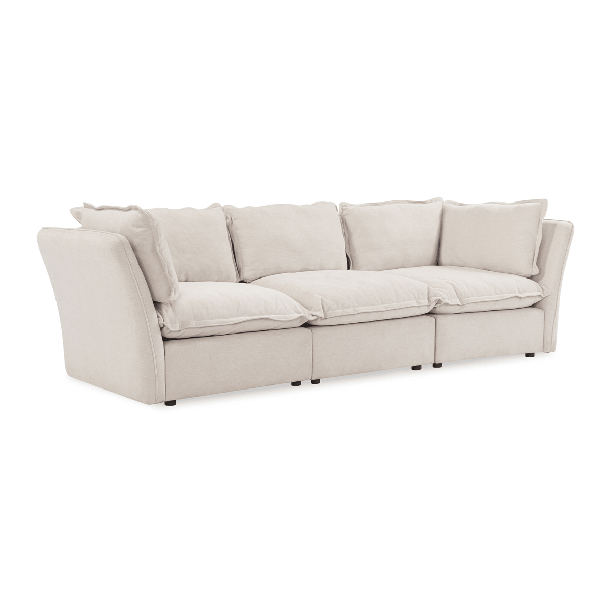 Mallow Coastal Weave Linen 3 Seater Sofa with Storage Footstool Sofa
