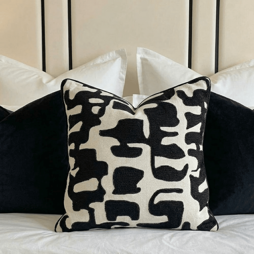 Manu Monochrome Abstract Pattern Cushion- 50x50cm