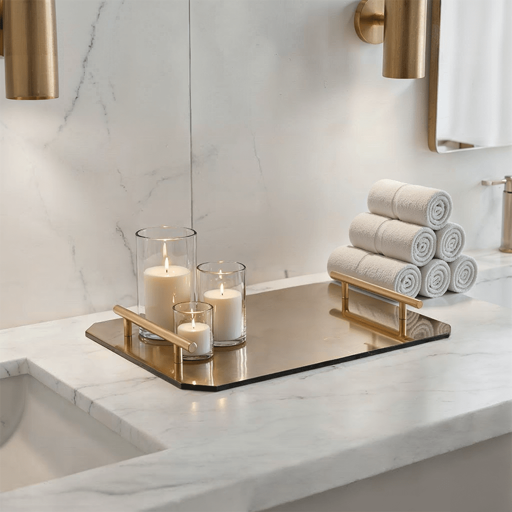Maplin Amber Tray with Gold Handles Accessories