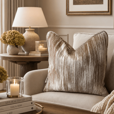 Marat Copper & Cream Abstract Patterned Cushion- 50x50cm