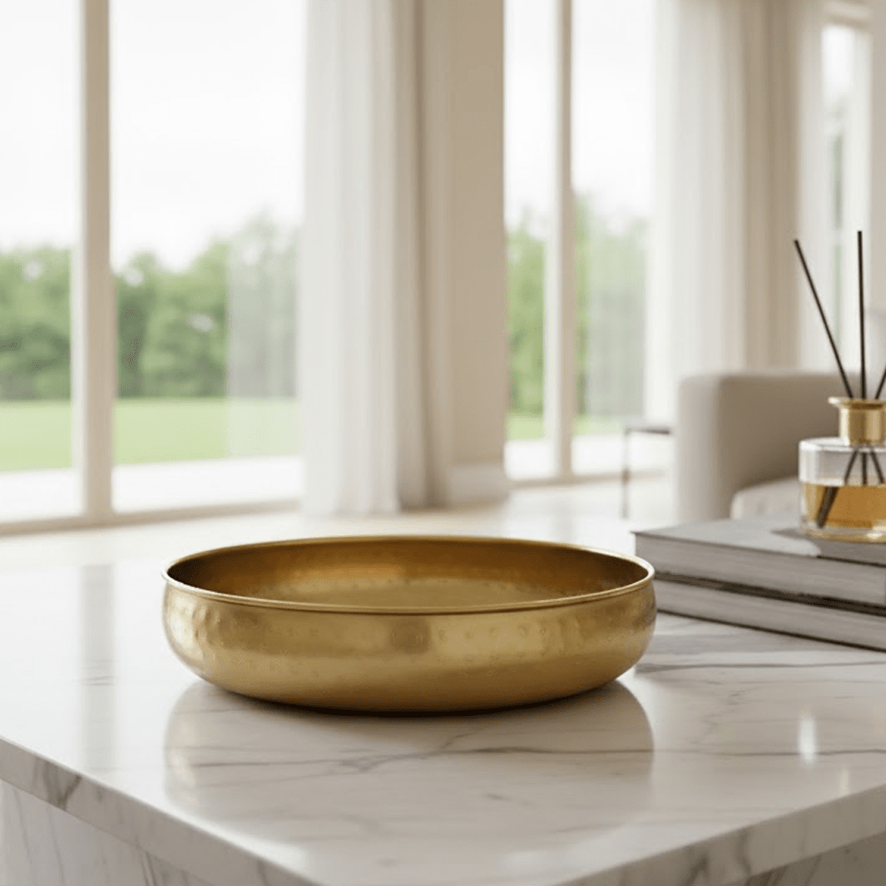 Marcia Gold Round Hammered Decorative Dish Accessories