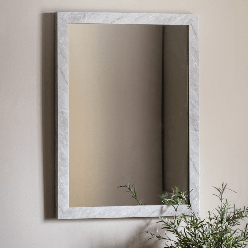 Marcie Medium White Marbled Wall Mirror Accessories