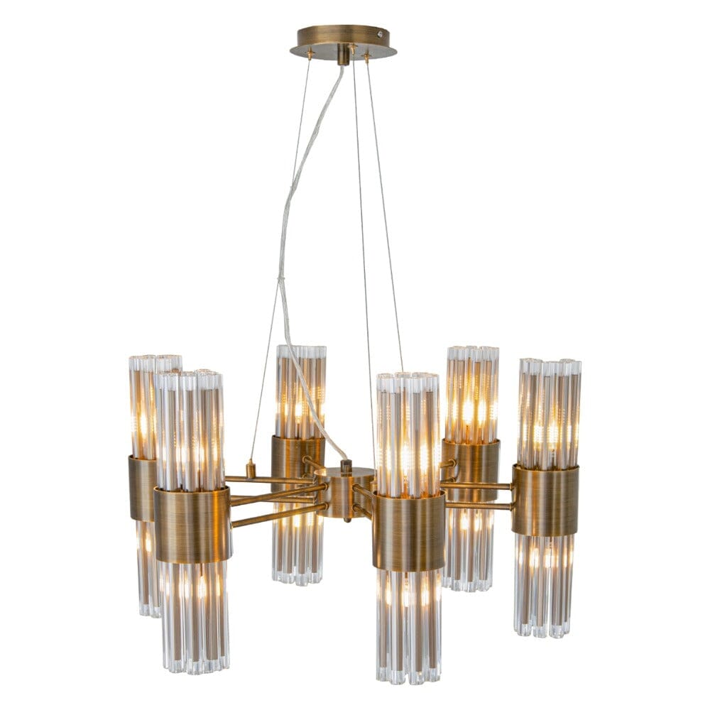 Maribelle Premium Brass & Glass 6 Arm Chandelier Lighting