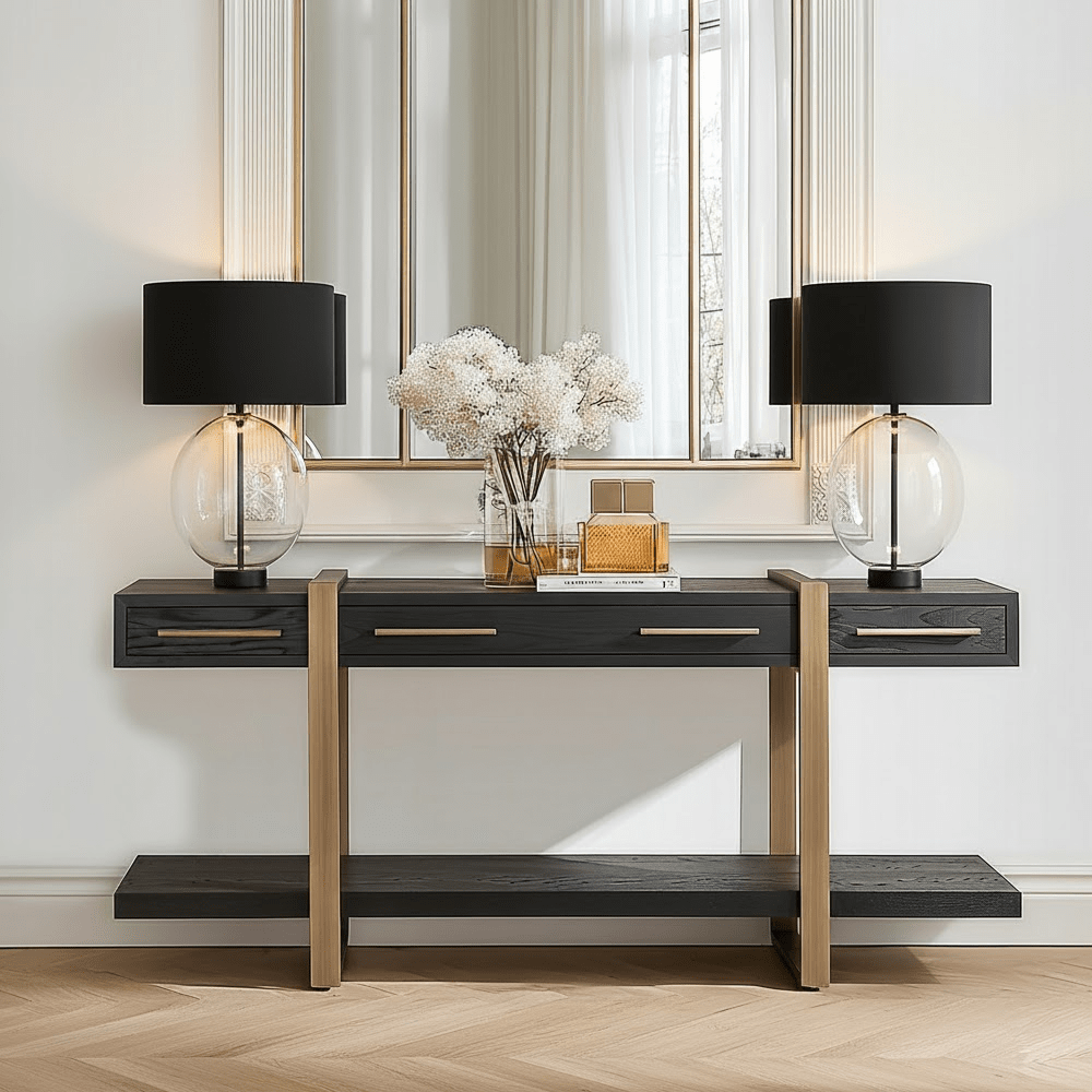 Marille Black & Bronze Large Console Table Furniture