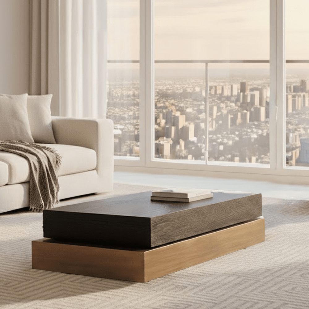 Marille Black & Bronze Stacked Coffee Table Furniture