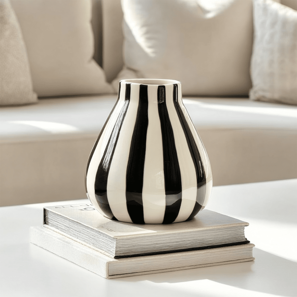 Mariza Black & White Mini Striped Vase Accessories
