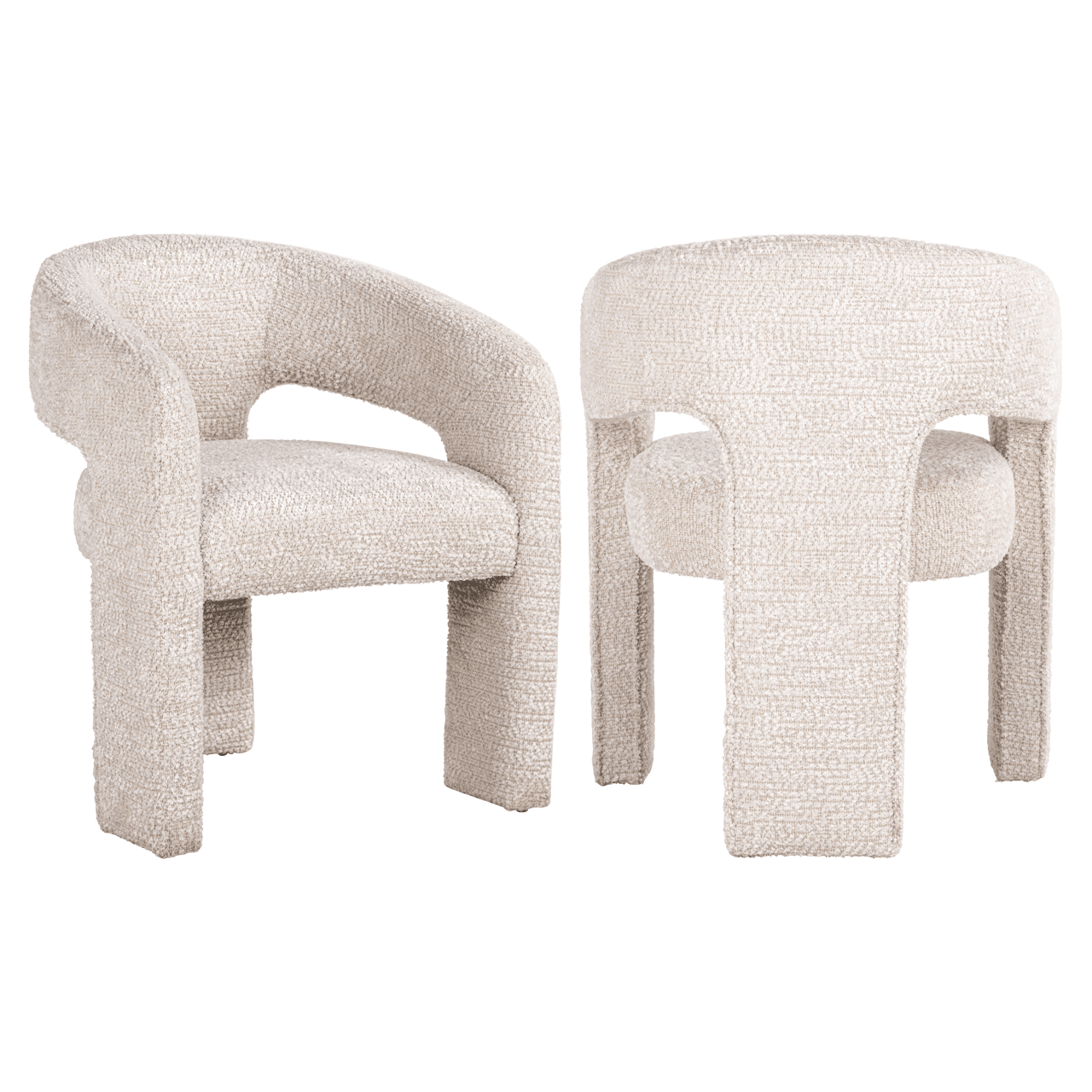 Marla Cream Textured Curved Chair Furniture