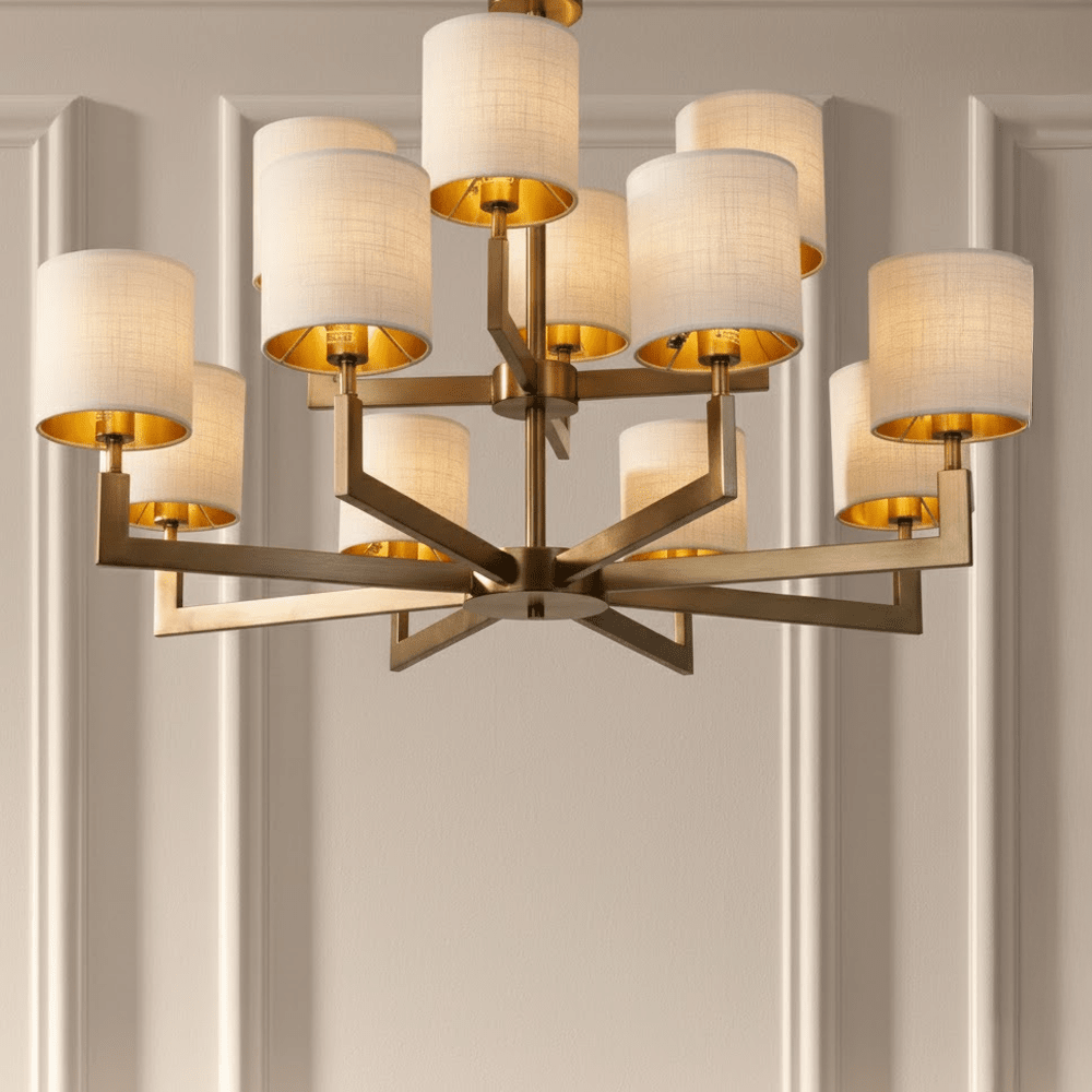 Marlia Luxury Brushed Brass 12 Light Chandelier Lighting