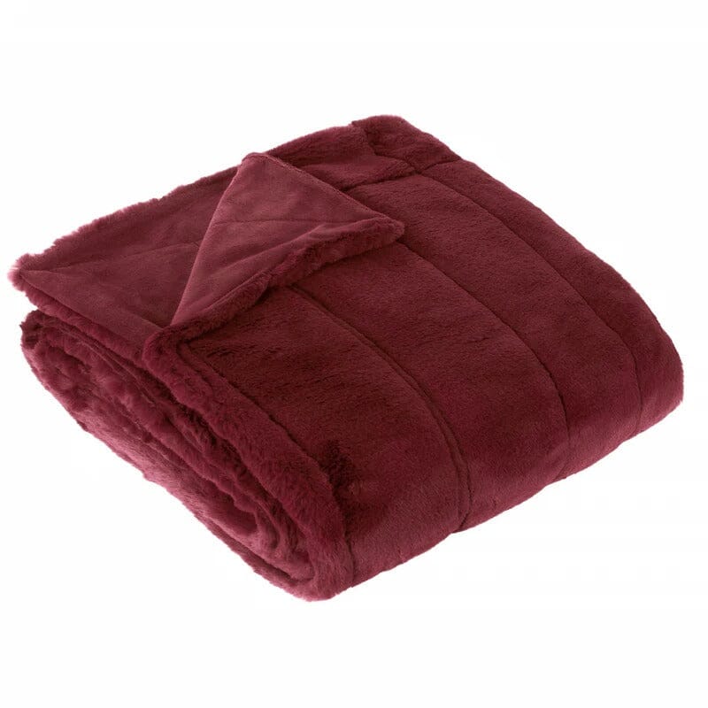 Marlowe Burgundy Faux Fur Throw Accessories