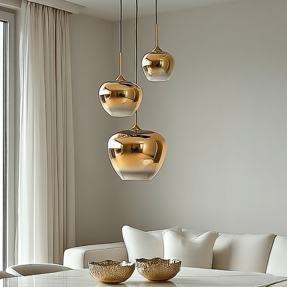Marmilla Gold Glass Ombre 3 Light Pendant Ceiling Light Lighting