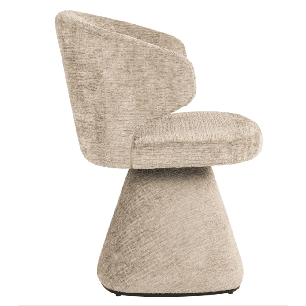 Marnie Sand Chenille Curved Dining Chair Furniture