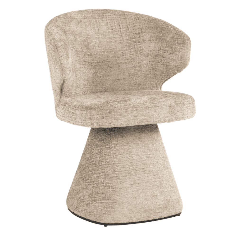 Marnie Sand Chenille Curved Dining Chair Furniture