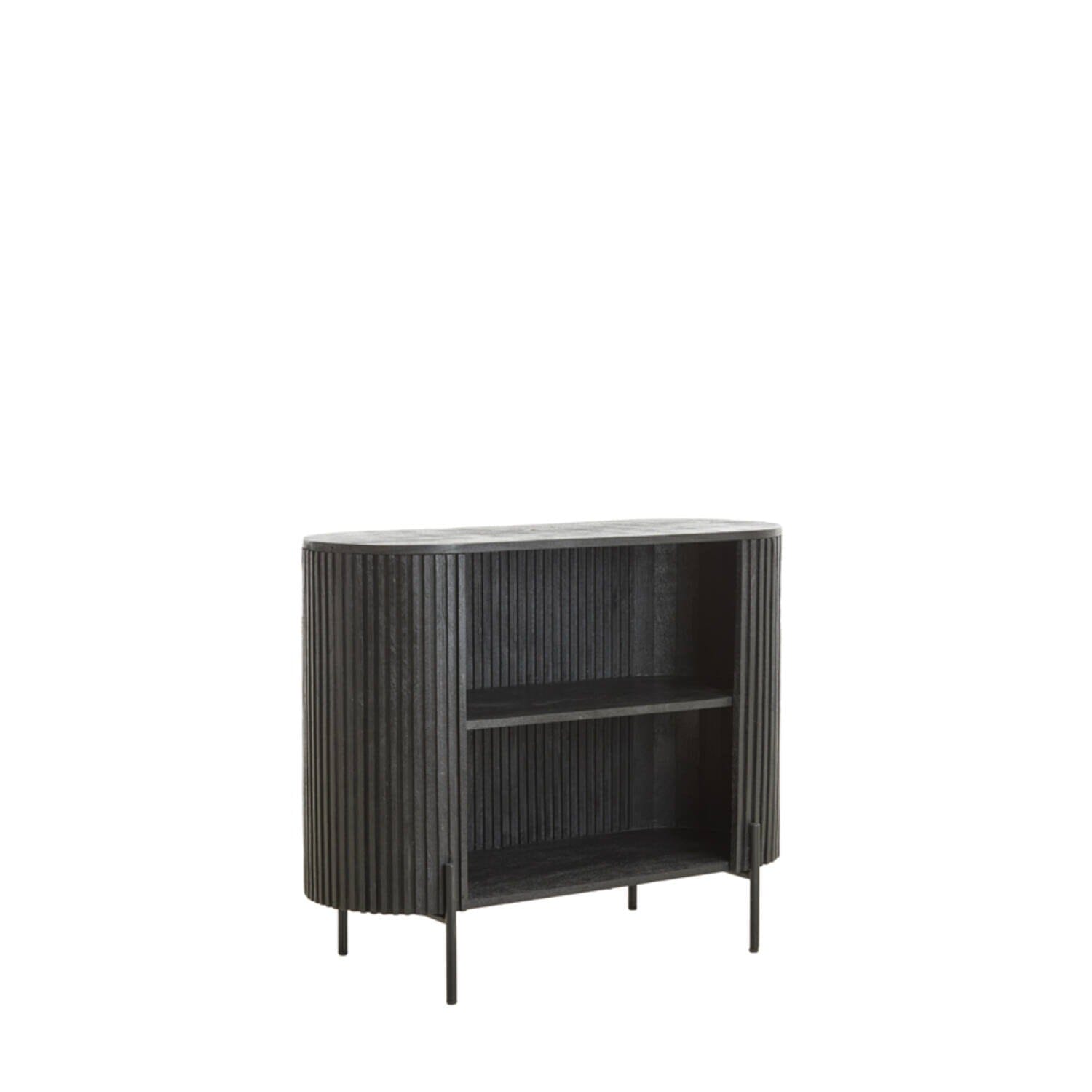 Massia Black Ribbed Open Sideboard Furniture