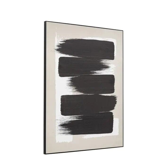 Matilda Monochrome Beige & Black Abstract Paint Stroke Framed Canvas Wall Art Accessories