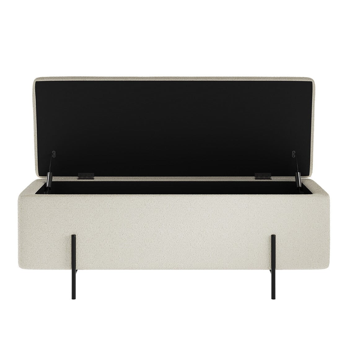 Maya Cream Boucle Ottoman Box with Black Feet Furniture