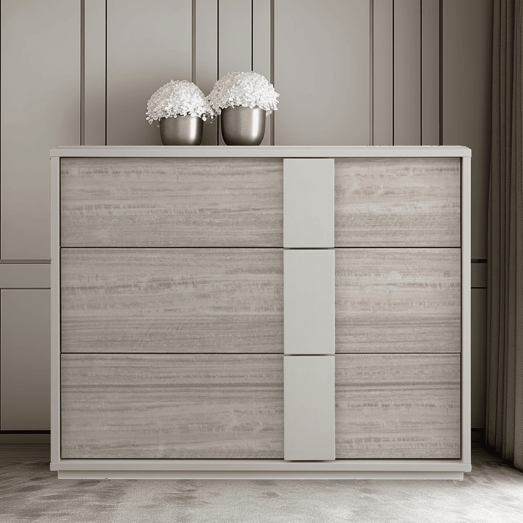 Maya Luxury Greige 3 Drawer Chest Furniture