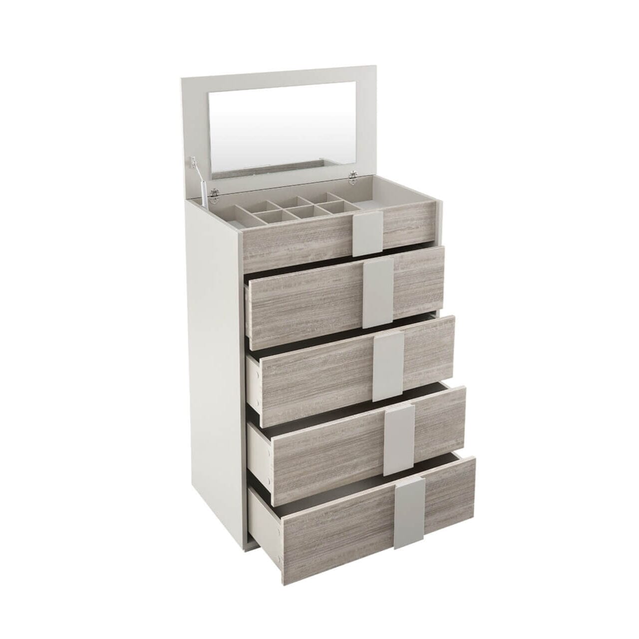 Maya Luxury Greige Tall 4 Drawer Chest Furniture