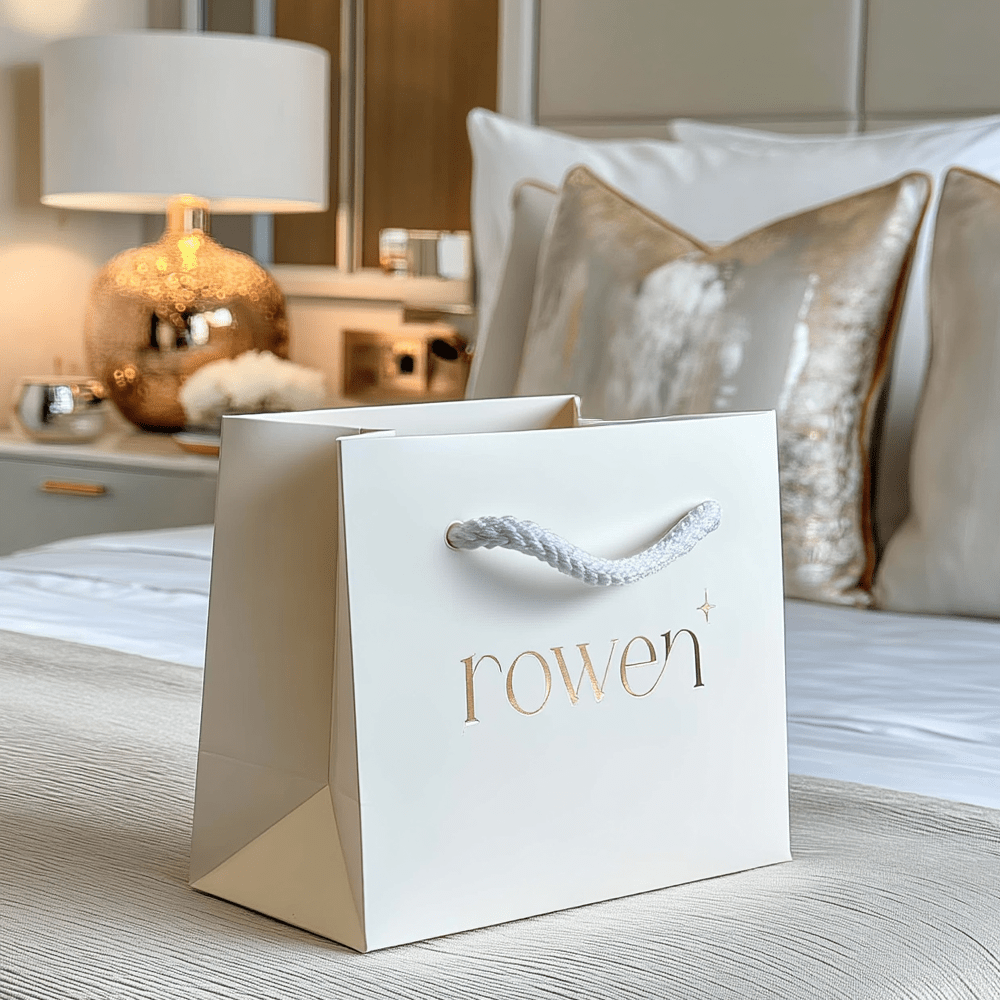 Medium Rowen White & Gold Gift Bag