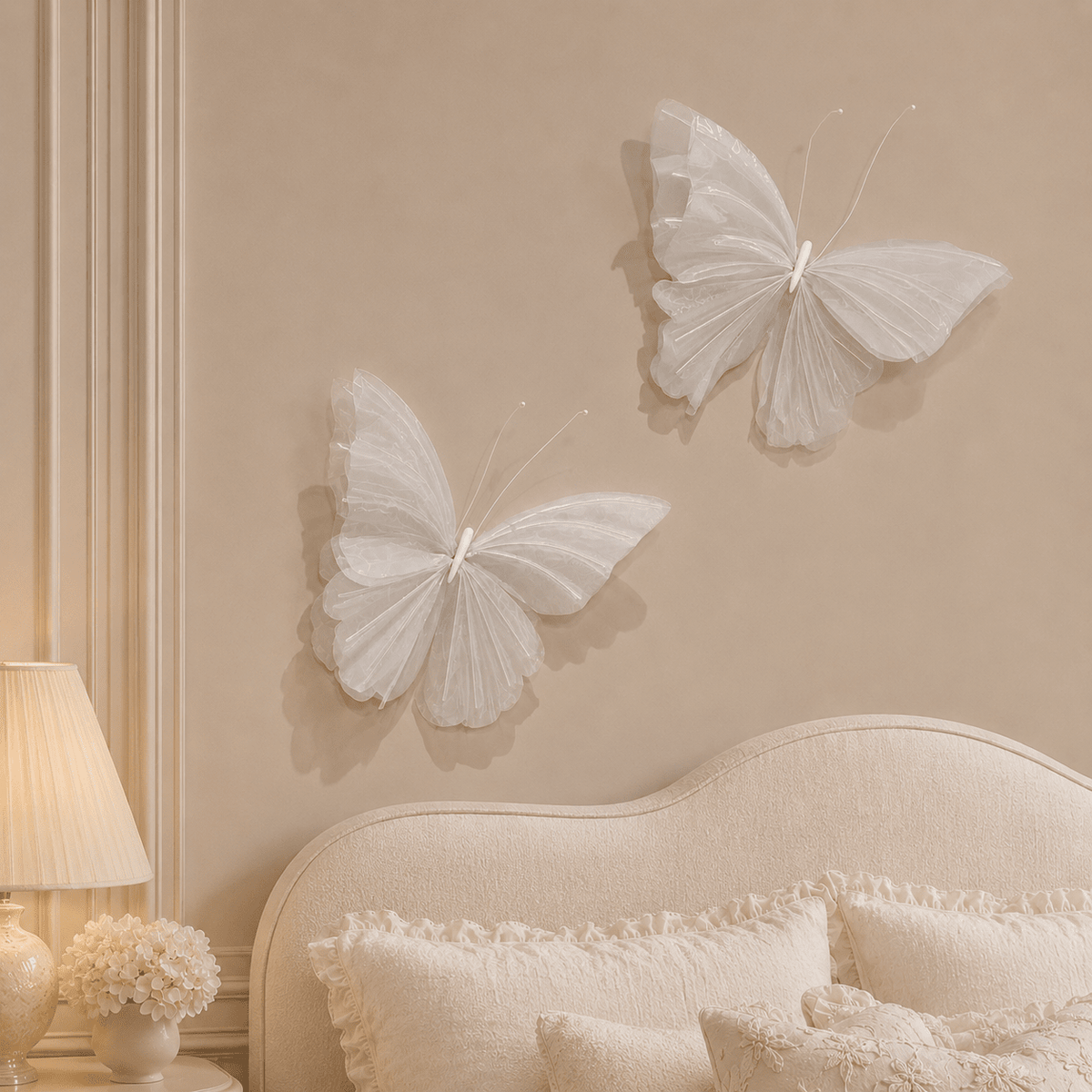 Medium White Decorative Organza Butterfly- 50cm Accessories