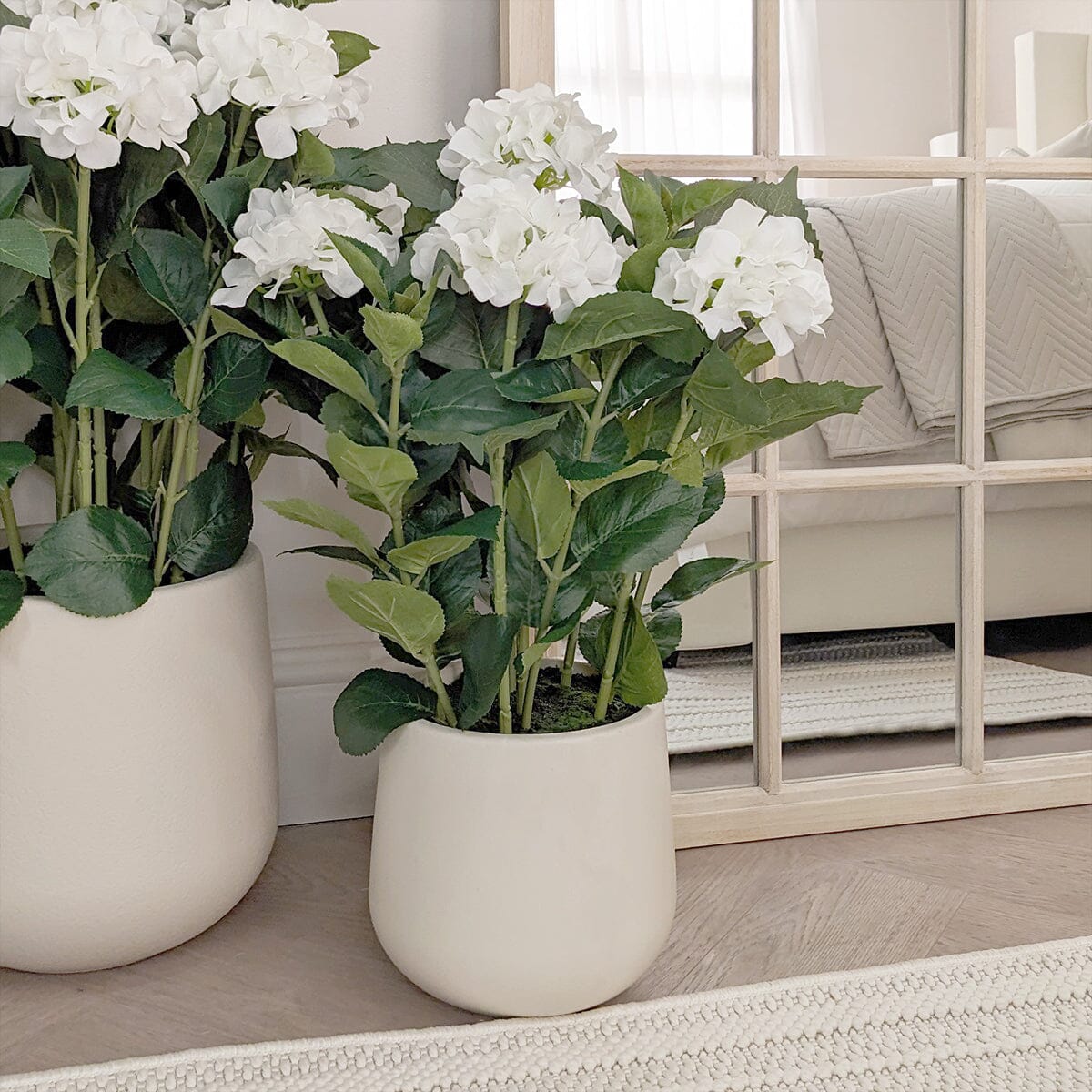 Medium White Faux Hydrangea Potted Plant Accessories