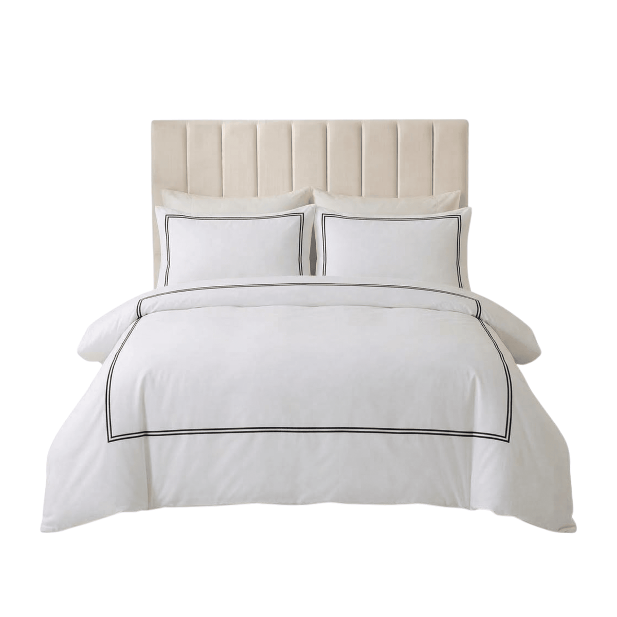 Meghan Black Embroidered Double Stitch Detail Duvet Set Textiles