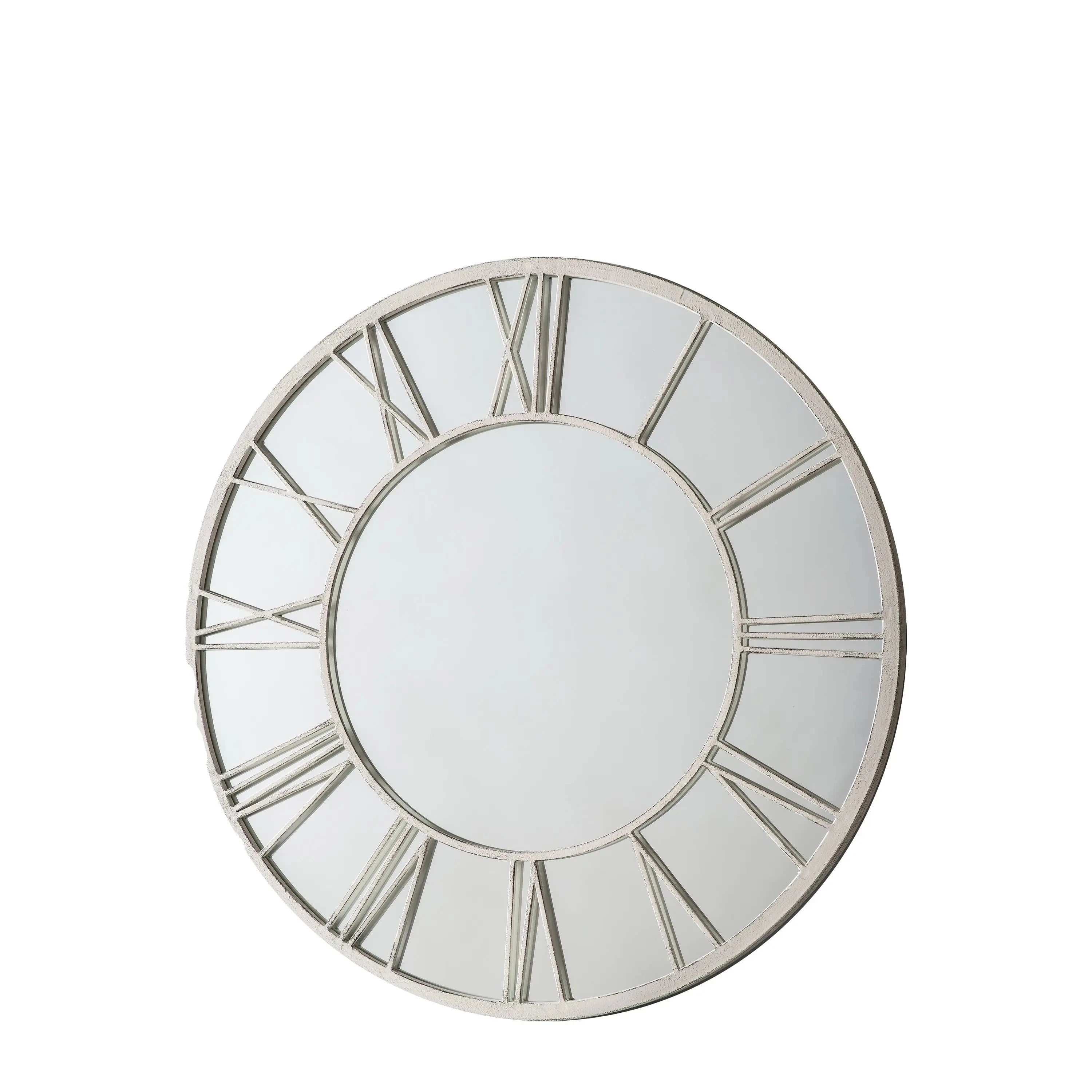 Menton White distressed Outdoor Clock Style Mirror Outdoor