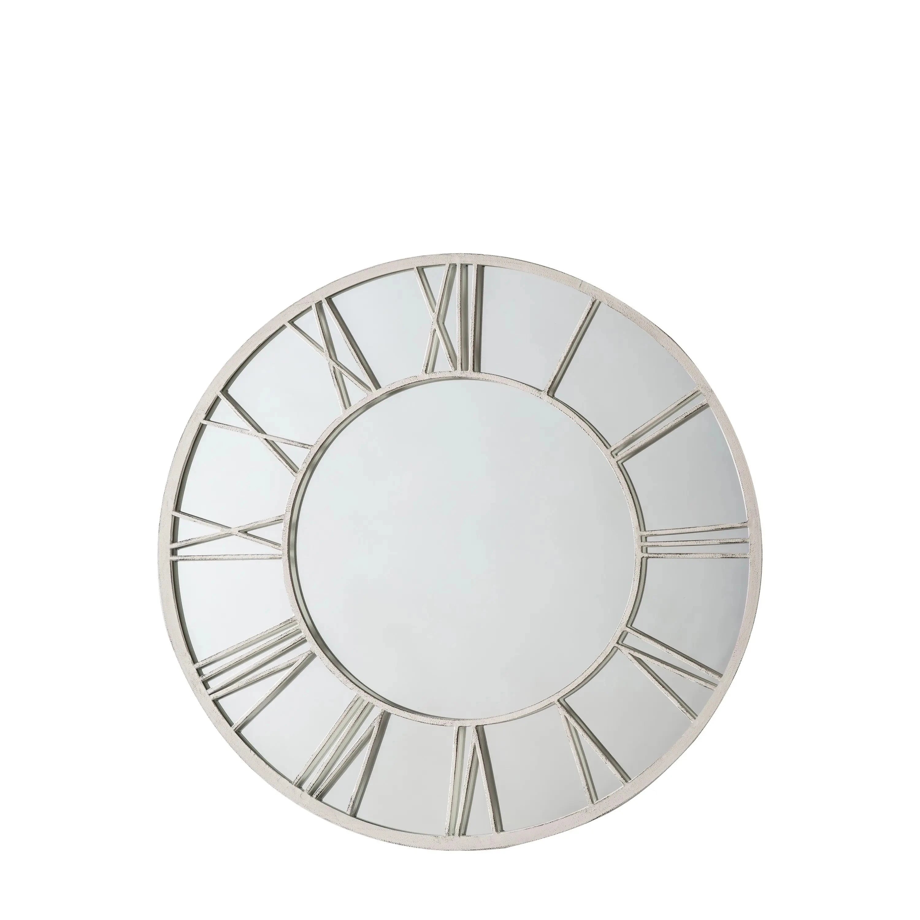 Menton White distressed Outdoor Clock Style Mirror Outdoor