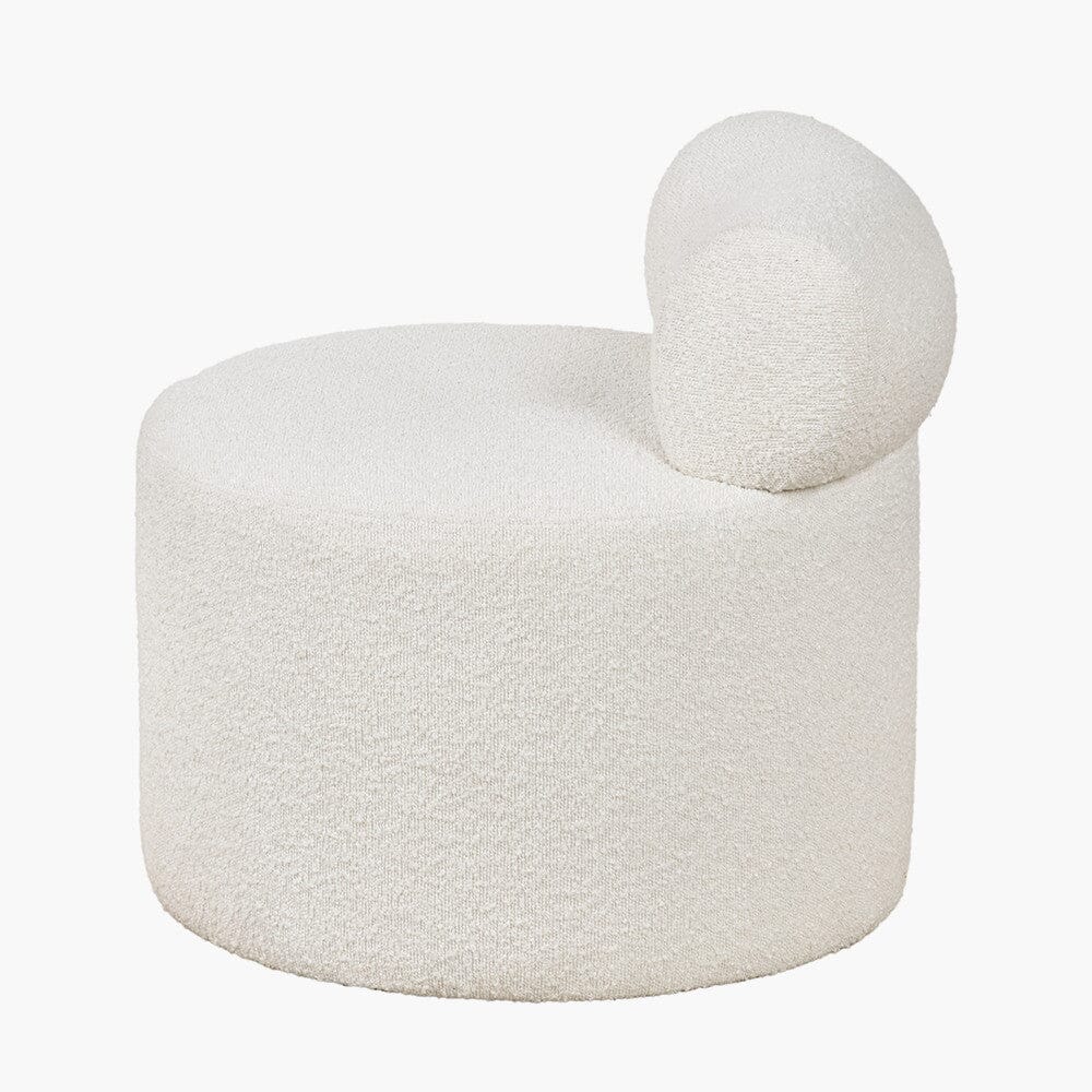 Meridian White Boucle Curved Accent Chair Furniture