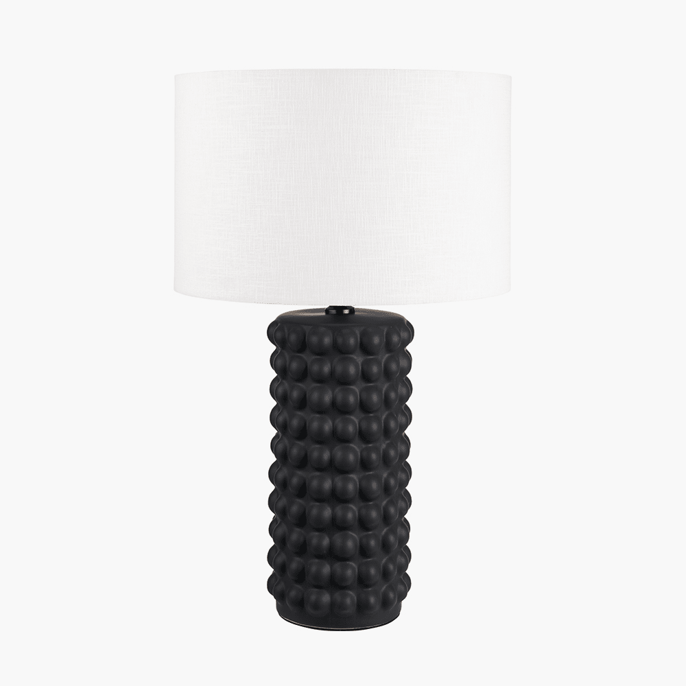 Mia Black Bobbled Ceramic Table Lamp with White Shade Lighting