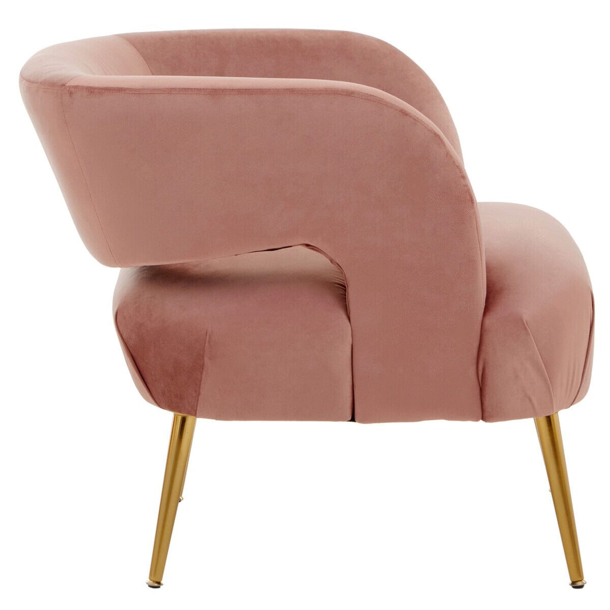 Mia Pink Velvet Curved Back Chair with Gold Legs Furniture
