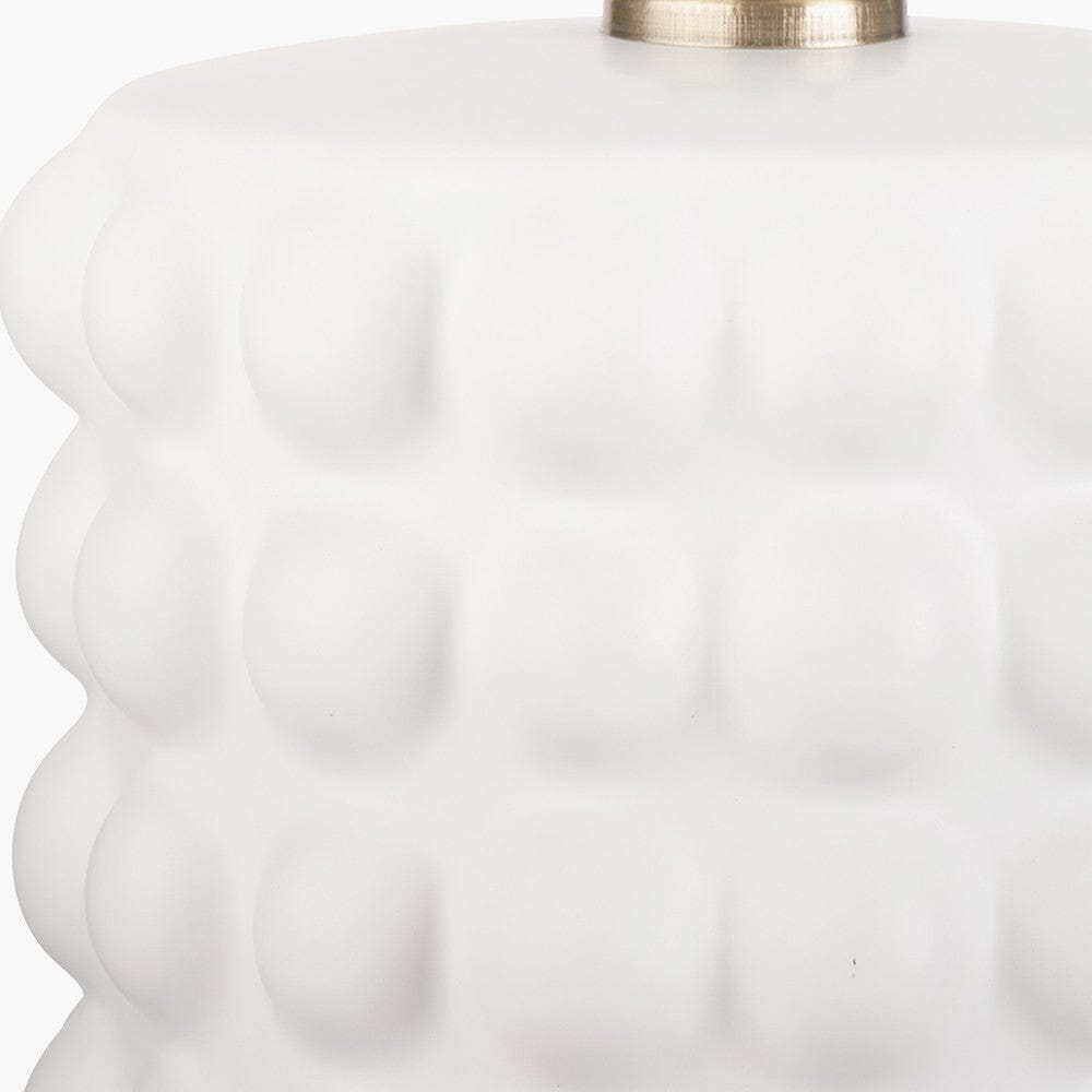 Mia White Bobbled Ceramic Table Lamp with Black Shade Lighting