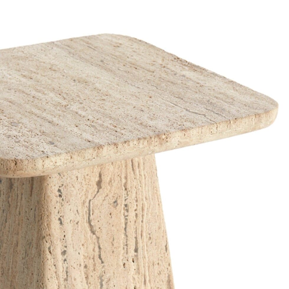 Micah Travertine Square Side Table Furniture